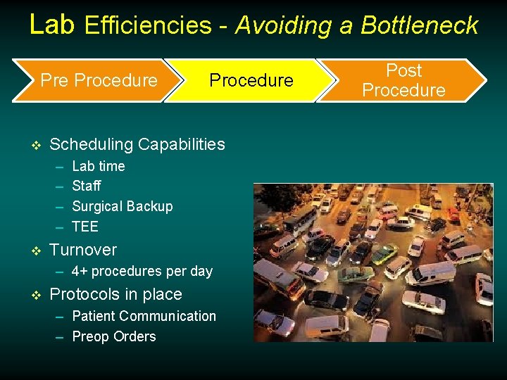 Lab Efficiencies - Avoiding a Bottleneck Pre Procedure v Scheduling Capabilities – – v