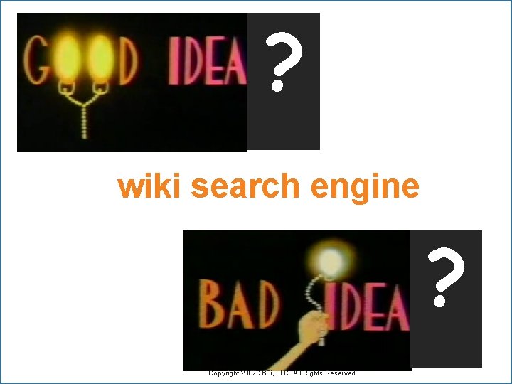 ? wiki search engine ? 35 Copyright 2007 360 i, LLC. All Rights Reserved