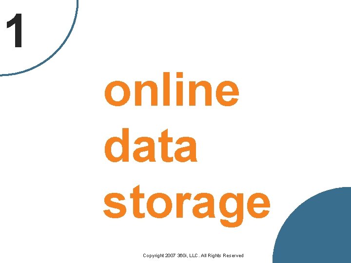 1 online data storage 7 Copyright 2007 360 i, LLC. All Rights Reserved 