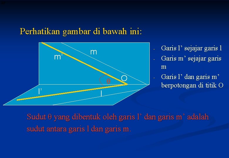 Perhatikan gambar di bawah ini: m’ - m - θ l’ l O -