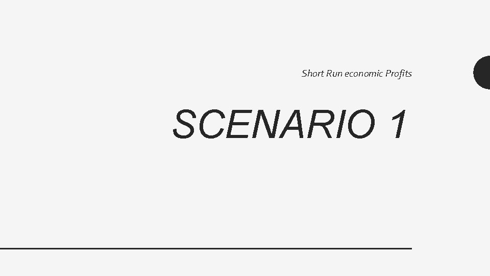 Short Run economic Profits SCENARIO 1 