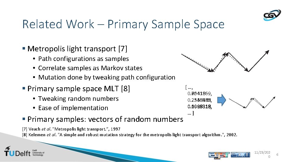 Related Work – Primary Sample Space § Metropolis light transport [7] • Path configurations