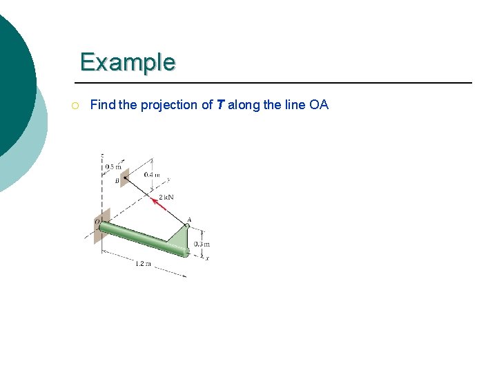 Example ¡ Find the projection of T along the line OA 