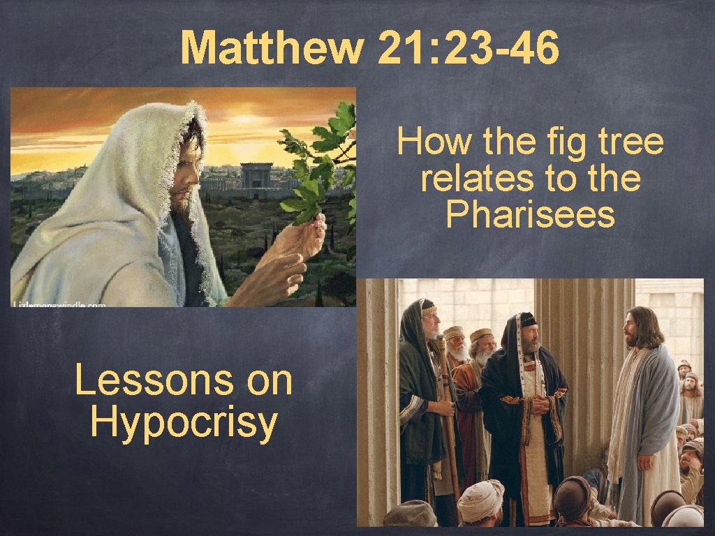 Matthew 21: 23 -46 How the fig tree relates to the Pharisees Lessons on