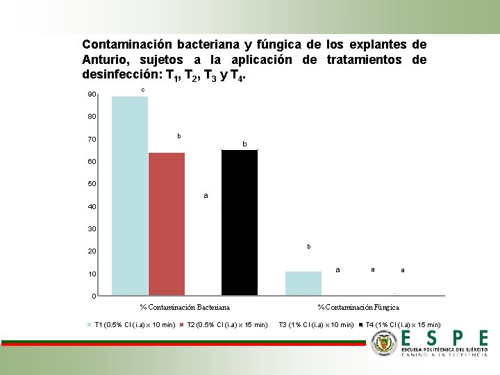 Contaminación bacteriana y fúngica de los explantes de Anturio, sujetos a la aplicación de