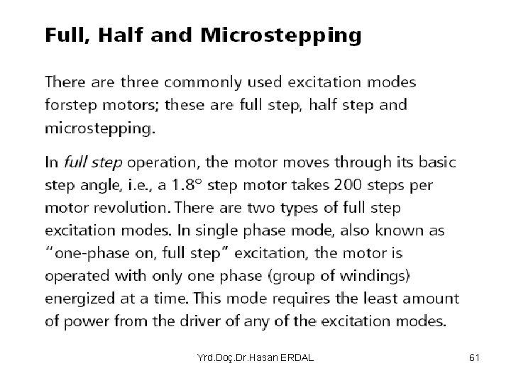 Yrd. Doç. Dr. Hasan ERDAL 61 