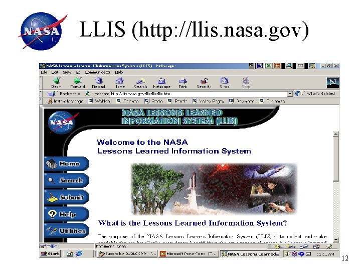 LLIS (http: //llis. nasa. gov) 12 