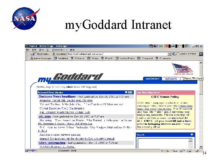 my. Goddard Intranet 14 