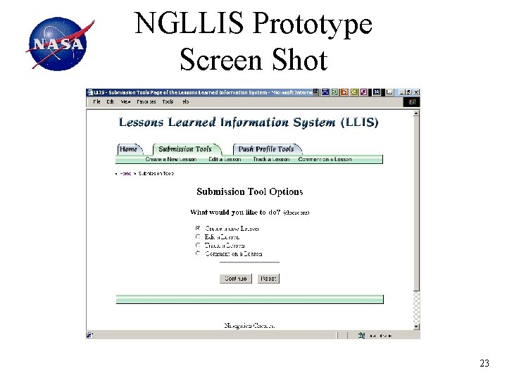 NGLLIS Prototype Screen Shot 23 