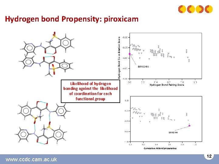 Hydrogen Bond Co-ordination Score Hydrogen bond Propensity: piroxicam Likelihood of hydrogen bonding against the