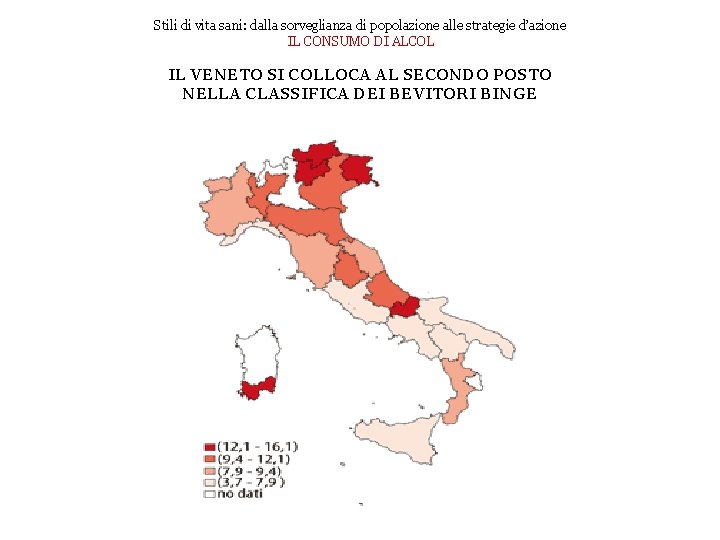 Stili di vita sani: dalla sorveglianza di popolazione alle strategie d’azione IL CONSUMO DI