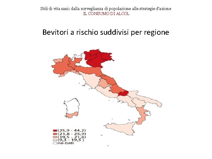 Stili di vita sani: dalla sorveglianza di popolazione alle strategie d’azione IL CONSUMO DI