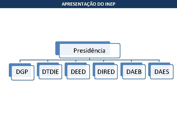 APRESENTAÇÃO DO INEP Presidência DGP DTDIE DEED DIRED DAEB DAES 