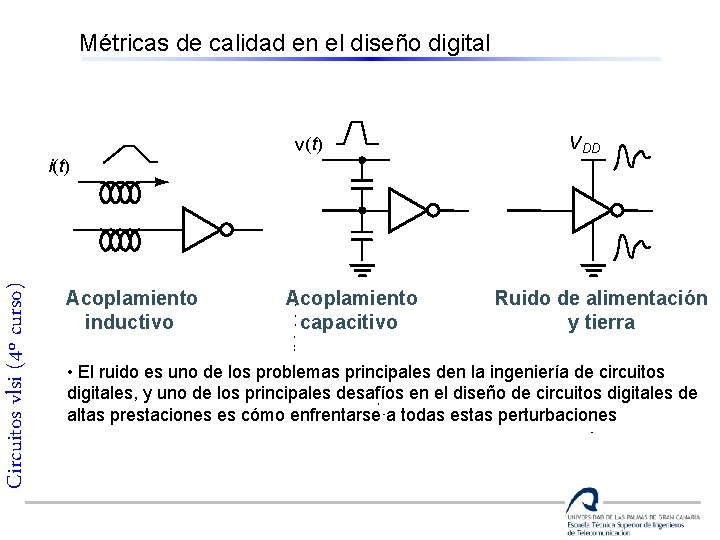 Métricas de calidad en el diseño digital v(t) Circuitos vlsi (4º curso) i(t) Acoplamiento