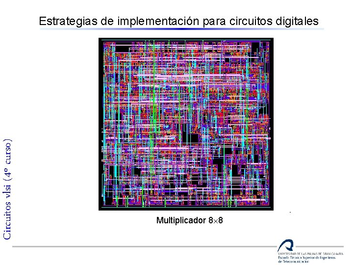 Circuitos vlsi (4º curso) Estrategias de implementación para circuitos digitales Multiplicador 8 8 