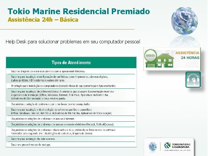 Tokio Marine Residencial Premiado Assistência 24 h – Básica Help Desk para solucionar problemas