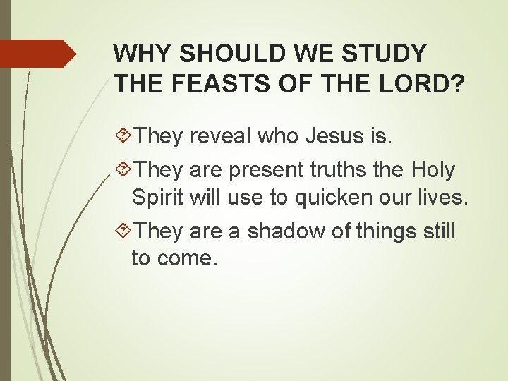 WHY SHOULD WE STUDY THE FEASTS OF THE LORD? They reveal who Jesus is.