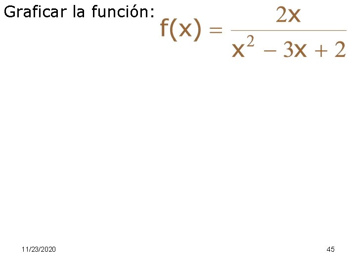 Graficar la función: 11/23/2020 45 