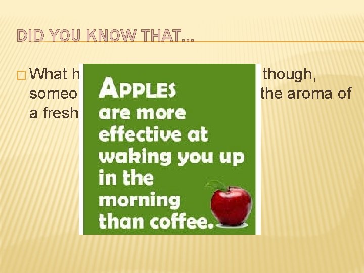 DID YOU KNOW THAT… � What had you rather wake up to though, someone