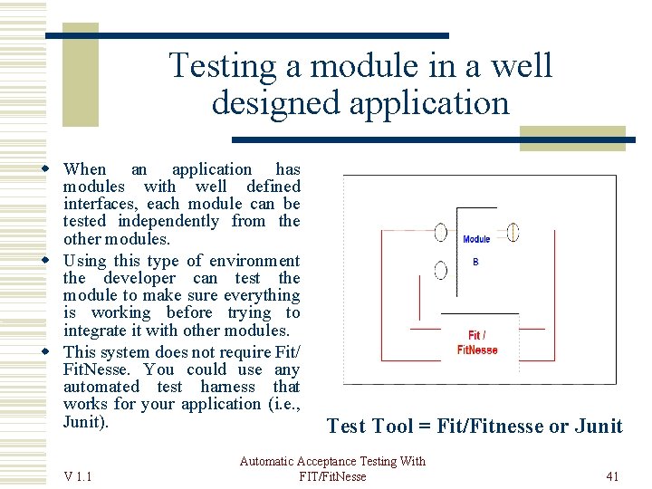 Testing a module in a well designed application When an application has modules with