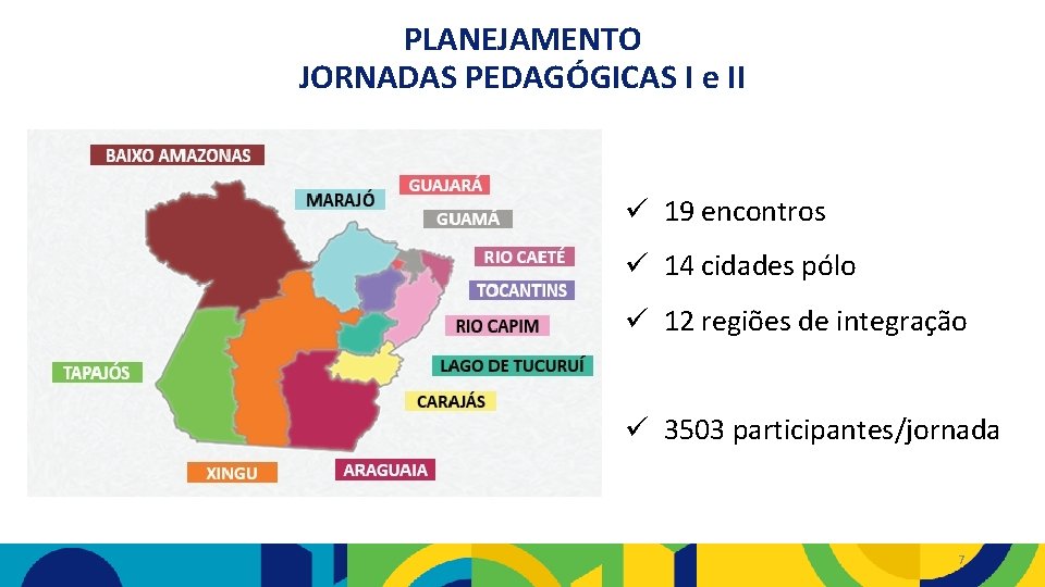 PLANEJAMENTO JORNADAS PEDAGÓGICAS I e II ü 19 encontros ü 14 cidades pólo ü