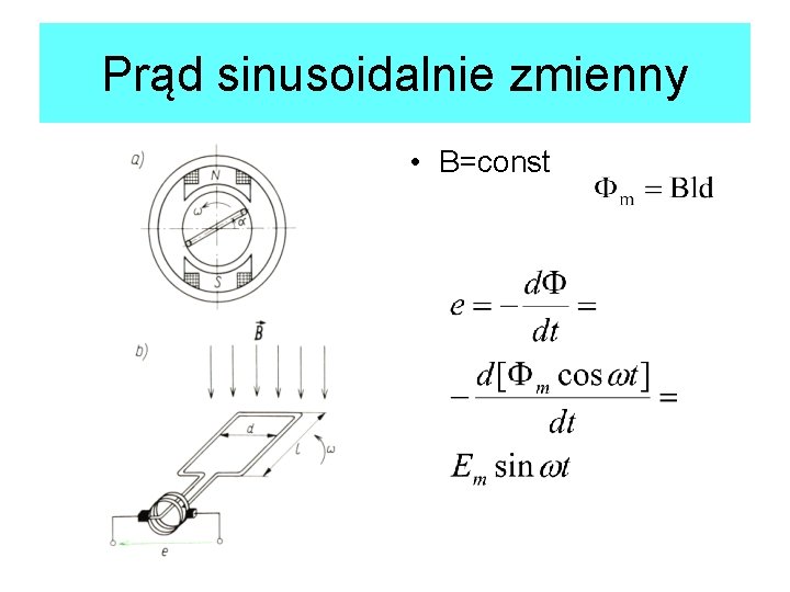Prąd sinusoidalnie zmienny • B=const 