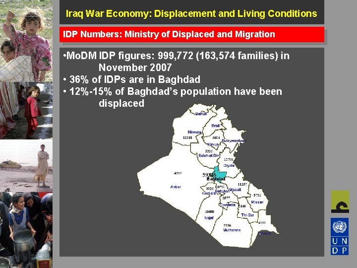 Iraq War Economy: Displacement and Living Conditions IDP Numbers: Ministry of Displaced and Migration