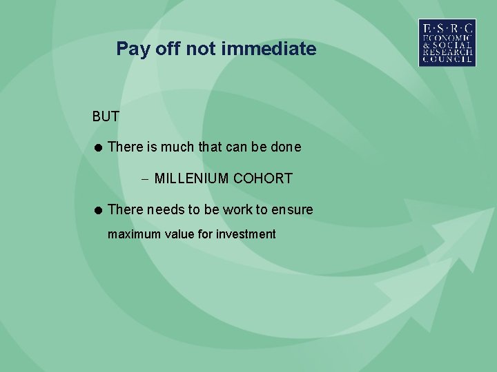 Pay off not immediate BUT = There is much that can be done - Pay off not immediate BUT = There is much that can be done -
