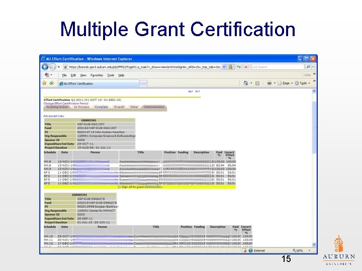 Multiple Grant Certification 15 