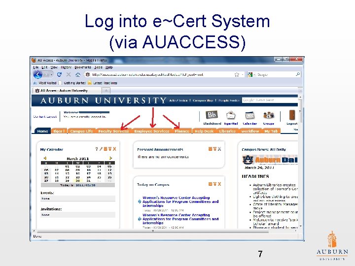Log into e~Cert System (via AUACCESS) 7 