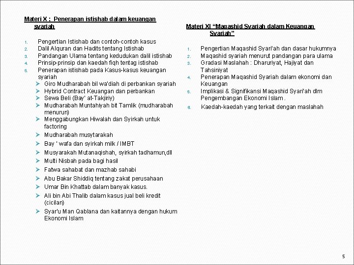 Materi X ; Penerapan istishab dalam keuangan syariah 1. 2. 3. 4. 5. Pengertian