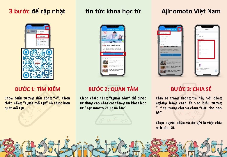 3 bước để cập nhật tin tức khoa học từ Ajinomoto Việt Nam BƯỚC