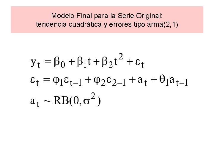 Modelo Final para la Serie Original: tendencia cuadrática y errores tipo arma(2, 1) 