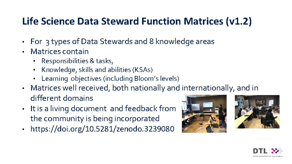 Life Science Data Steward Function Matrices (v 1. 2) • • For 3 types