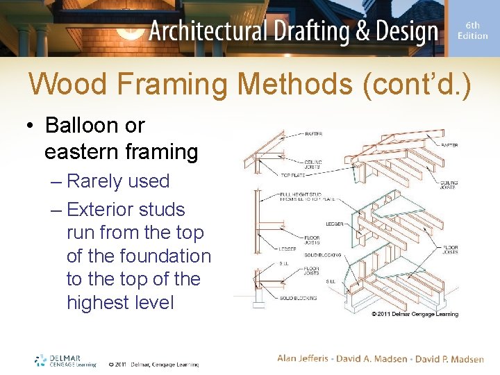 Wood Framing Methods (cont’d. ) • Balloon or eastern framing – Rarely used –