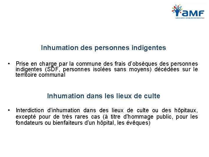 Inhumation des personnes indigentes • Prise en charge par la commune des frais d’obsèques