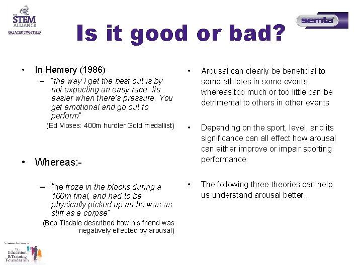 Is it good or bad? • In Hemery (1986) • Arousal can clearly be Is it good or bad? • In Hemery (1986) • Arousal can clearly be