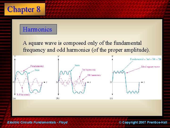 Chapter 8 Harmonics A square wave is composed only of the fundamental frequency and