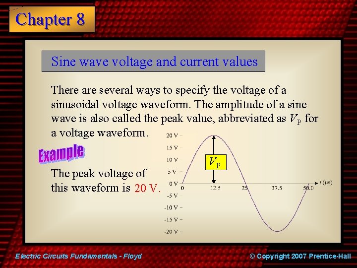 Chapter 8 Sine wave voltage and current values There are several ways to specify