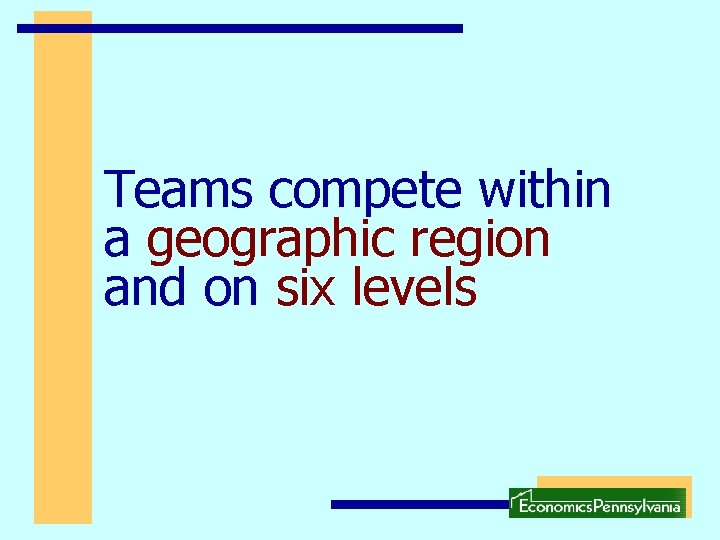Teams compete within a geographic region and on six levels 