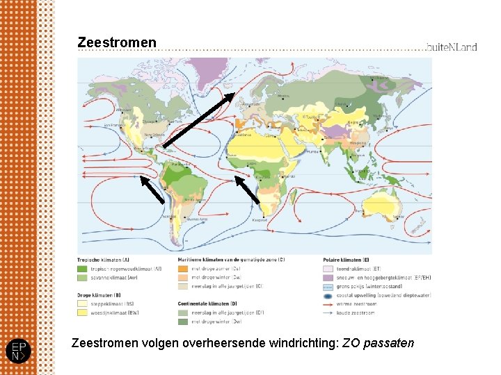 Zeestromen volgen overheersende windrichting: ZO passaten 