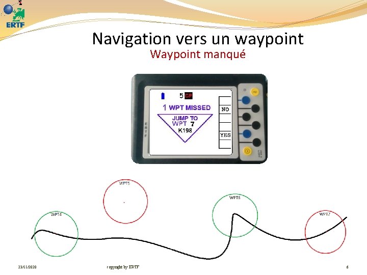 Navigation vers un waypoint Waypoint manqué 23/11/2020 copyright by ERTF 6 