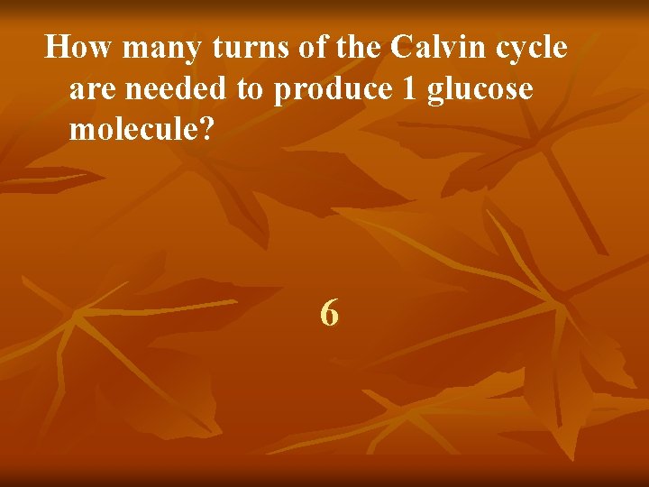 How many turns of the Calvin cycle are needed to produce 1 glucose molecule?