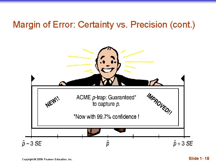 Margin of Error: Certainty vs. Precision (cont. ) Copyright © 2009 Pearson Education, Inc.