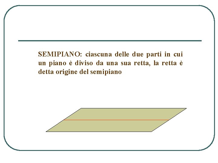 SEMIPIANO: ciascuna delle due parti in cui un piano è diviso da una sua