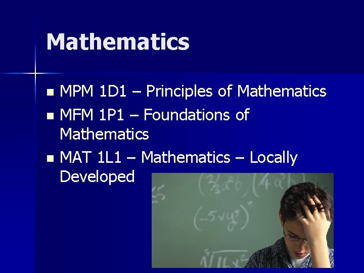 Mathematics MPM 1 D 1 – Principles of Mathematics n MFM 1 P 1