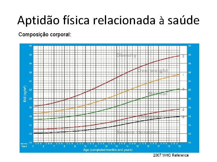 Aptidão física relacionada à saúde Composição corporal: 