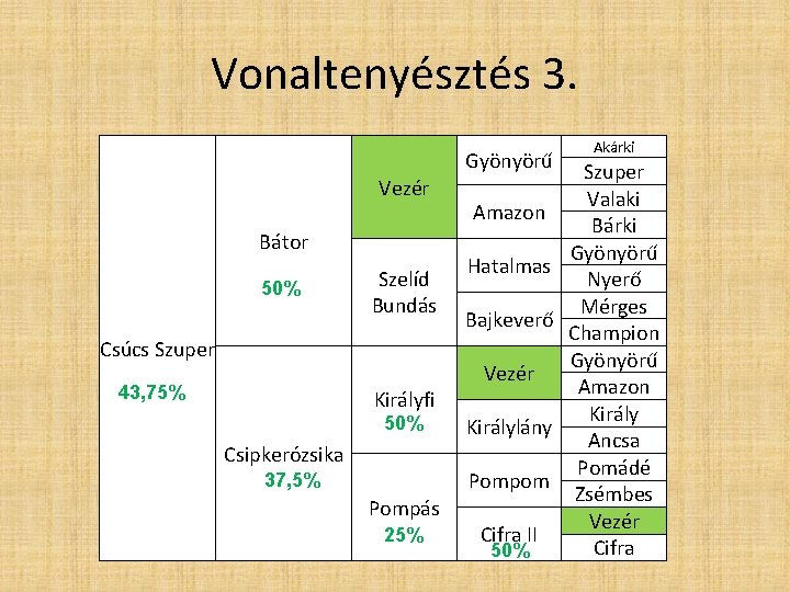 Vonaltenyésztés 3. Gyönyörű Vezér Bátor 50% Szelíd Bundás Csúcs Szuper Amazon Hatalmas Bajkeverő Vezér