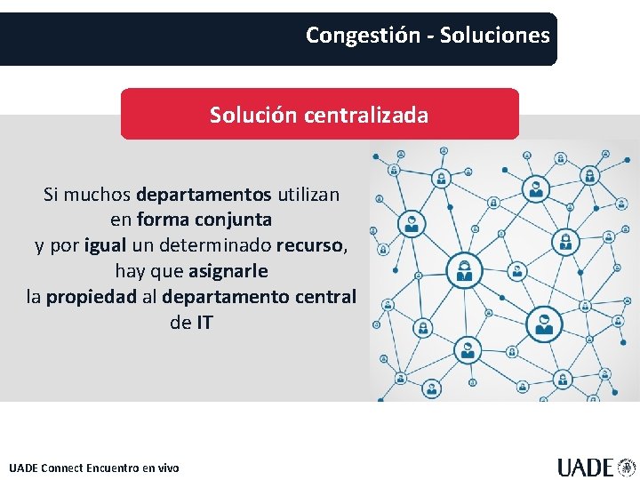 Congestión - Soluciones Solución centralizada Si muchos departamentos utilizan en forma conjunta y por