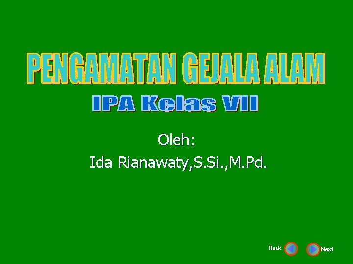 Oleh: Ida Rianawaty, S. Si. , M. Pd. Back Next 